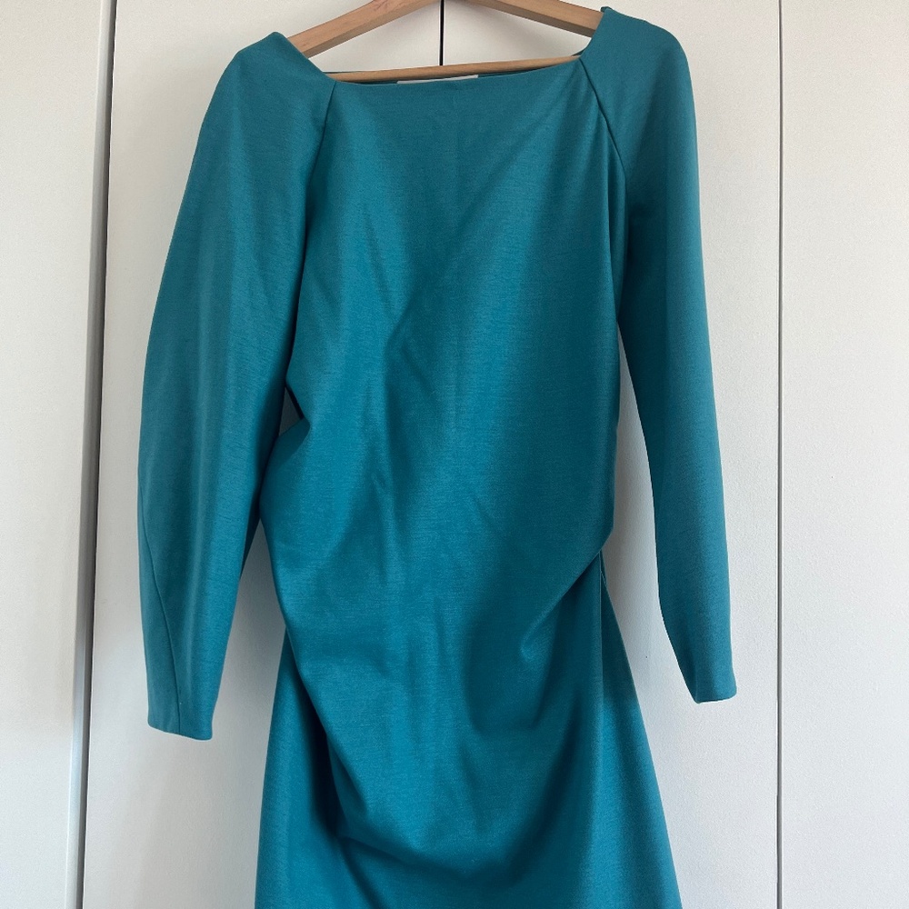DVF Long Sleeves Blue Hannah Wool Sheath Dress Sz 10